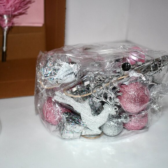 VERAT 24”/2ft Tabletop Christmas Tree with Lights, Pink Artificial Mini Xmas Tre - Picture 3 of 4